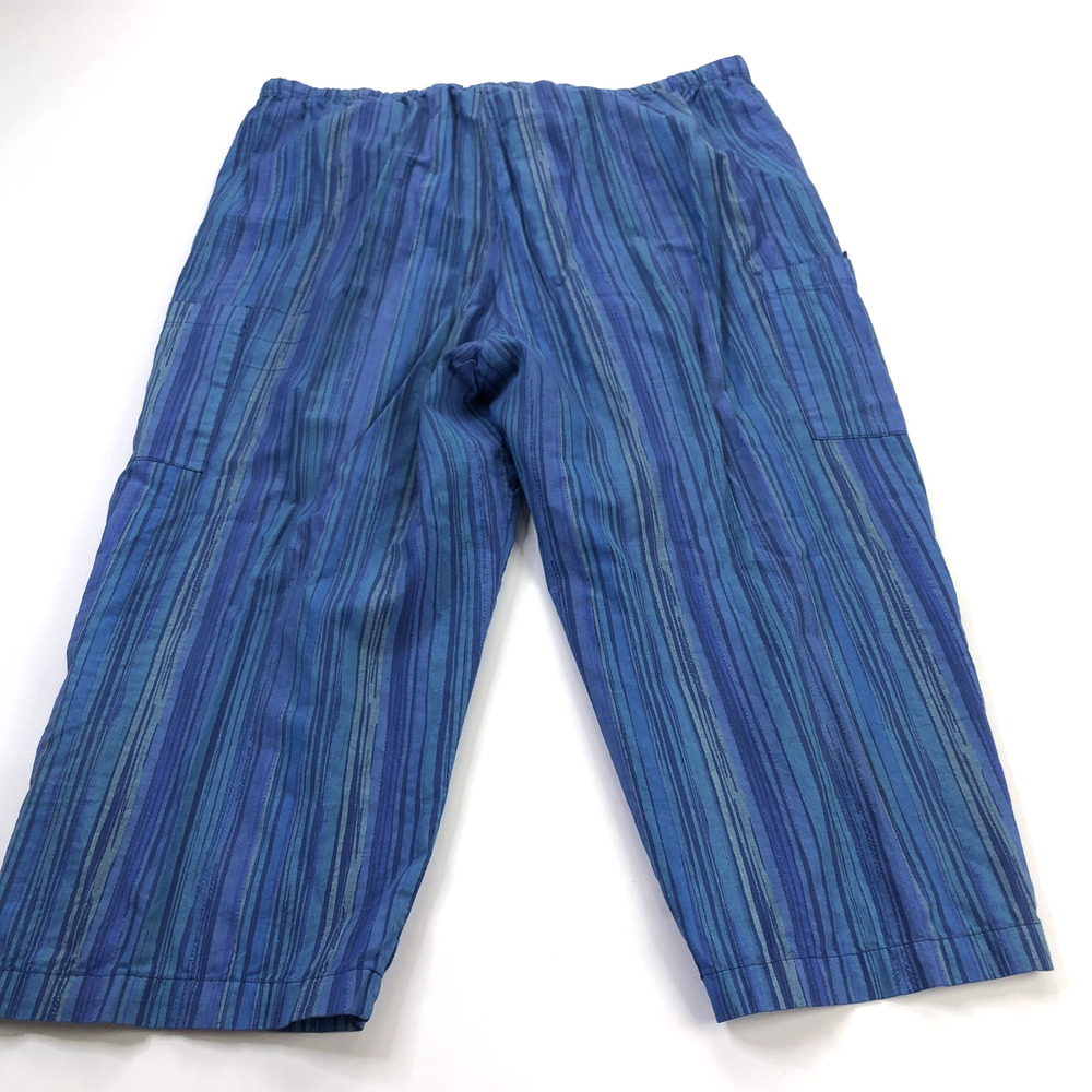 Fresh Produce Cropped XXL (38W 20L) Cabana Cargo Elastic High Rise Pants Blue